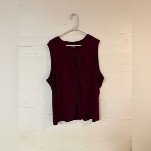 BloomChic Burgundy Sleeveless Twist Front Top Plus Size US 28 Stretch